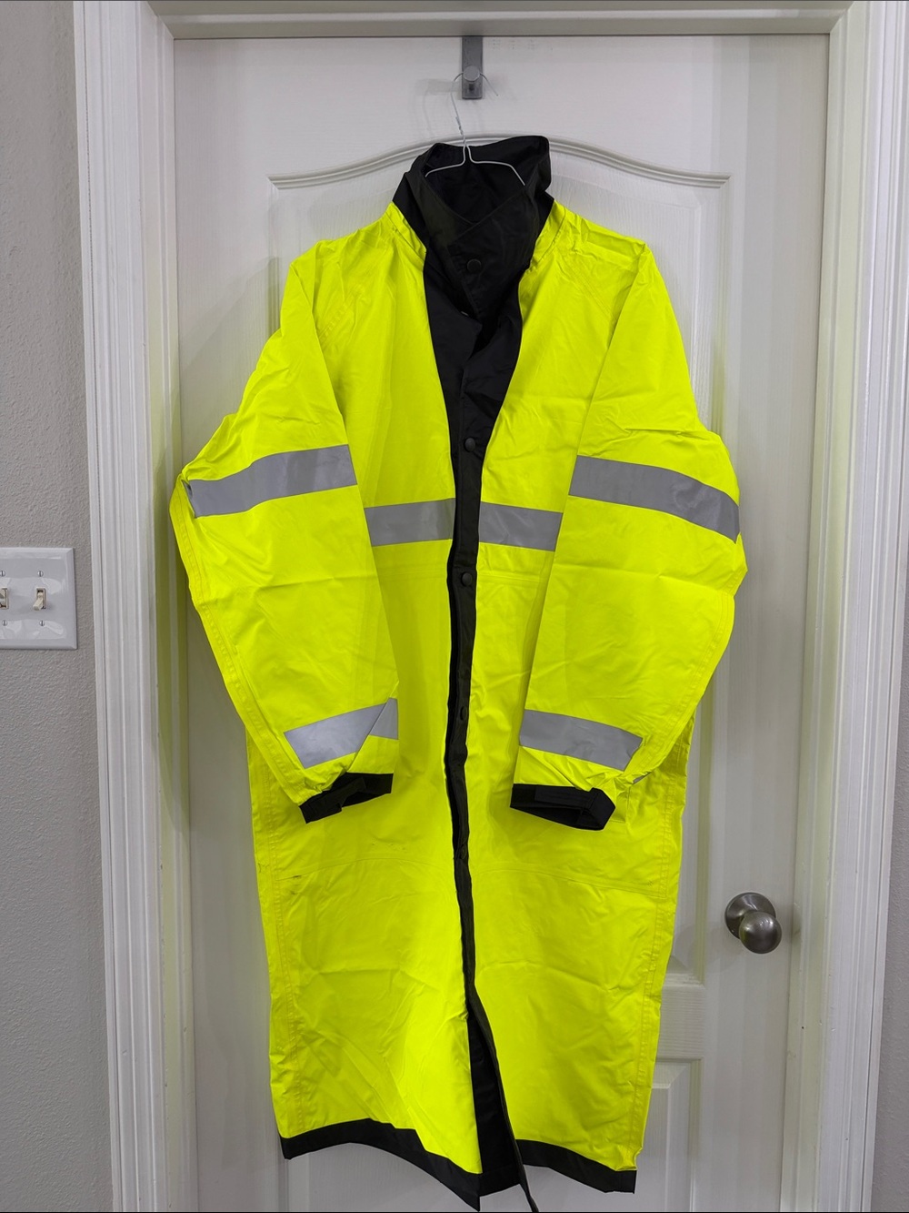 Blauer High-Visibility Safety Rain Coat - Neon Yellow with Reflective Stripes